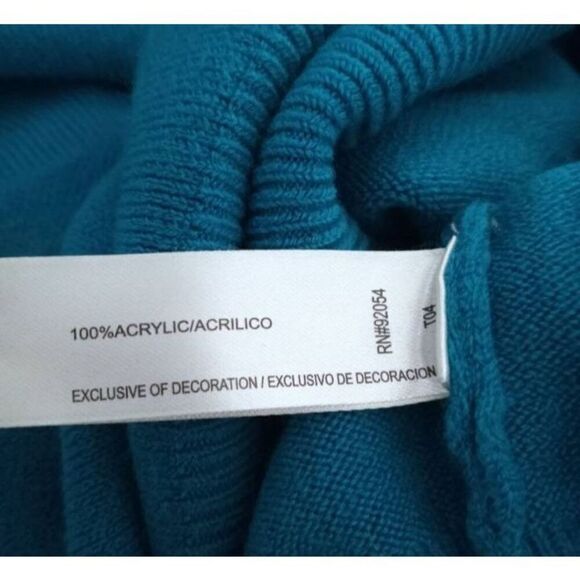 CAROLYN TAYLOR TURQUOISE VNECK JEWELD SWEATER SZ.2X EUC. - Picture 6 of 7